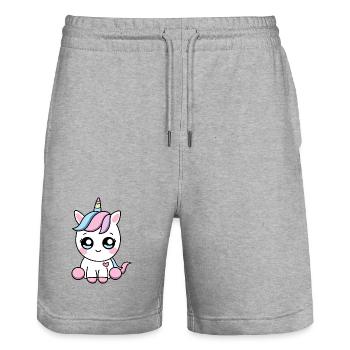 Licorne Kawaii – Sweet Valentine Magic - Short de jogging bio TRAINER Stanley/Stella unisexe - gris chiné - Devant - Nik (191cm) & Marisol (170cm)