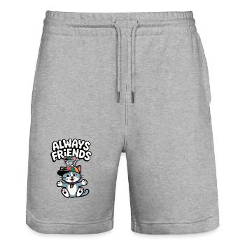 Always Friends Katze und Maus - Stanley/Stella Unisex Bio Joggingshorts Trainer  - Grau meliert - Vorne - Nik (191cm) & Marisol (170cm)