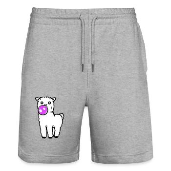 Lama Kaugummi Ganzkörper Stehend Frontal Süß Cool - Stanley/Stella Unisex Bio Joggingshorts Trainer  - Grau meliert - Vorne - Nik (191cm) & Marisol (170cm)