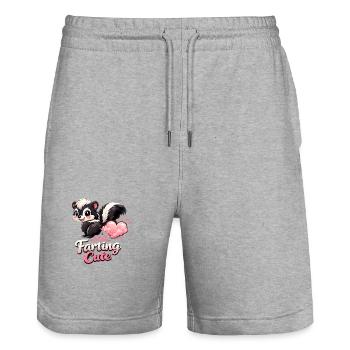 Still Farting Cute Stinktier Liebe Valentinstag  - Stanley/Stella Unisex Bio Joggingshorts Trainer  - Grau meliert - Vorne - Nik (191cm) & Marisol (170cm)