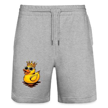 Coole Gummiente mit Krone und Sonnenbrille - Stanley/Stella Unisex Bio Joggingshorts Trainer  - Grau meliert - Vorne - Nik (191cm) & Marisol (170cm)