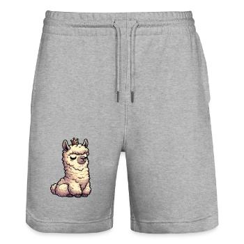alpaca llama owner alpaca llamas llamas llamas - Stanley/Stella Trainer Unisex Organic Jogging Shorts - heather grey - Front - Nik (191cm) & Marisol (170cm)