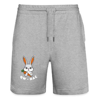 QW_NAC_SZARY_Z_BIALYM_NAPISEM - Stanley/Stella Trainer Unisex Organic Jogging Shorts - heather grey - Front - Nik (191cm) & Marisol (170cm)