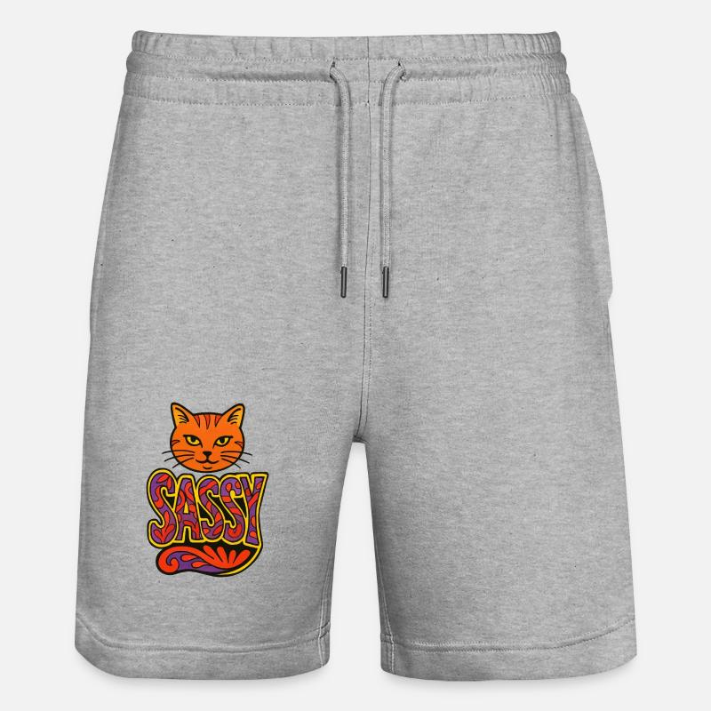 Sassy Cat Psychedelic Script - Stanley/Stella Unisex Bio Joggingshorts Trainer  - Grau meliert