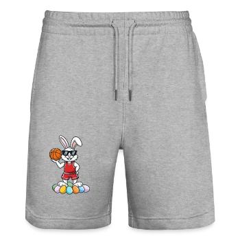  Cooler Basketball Osterhase Mit Sonnenbrille - Stanley/Stella Unisex Bio Joggingshorts Trainer  - Grau meliert - Vorne - Nik (191cm) & Marisol (170cm)