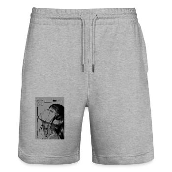 Mechanischer Traum in Schwarzweiß - Stanley/Stella Unisex Bio Joggingshorts Trainer  - Grau meliert - Vorne - Nik (191cm) & Marisol (170cm)