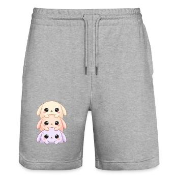 Kuschelige Drei Bunnys – Kawaii Trio - Stanley/Stella Unisex Bio Joggingshorts Trainer  - Grau meliert - Vorne - Nik (191cm) & Marisol (170cm)