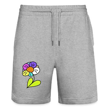 Jardinier des enfants du jardin de fleurs - Short de jogging bio TRAINER Stanley/Stella unisexe - gris chiné - Devant - Nik (191cm) & Marisol (170cm)