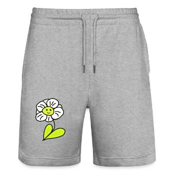 Cheerful Flower Flowers Children - Stanley/Stella Trainer Unisex Organic Jogging Shorts - heather grey - Front - Nik (191cm) & Marisol (170cm)
