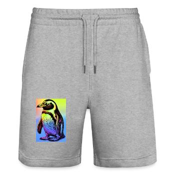 penguin - Stanley/Stella Trainer Unisex Organic Jogging Shorts - heather grey - Front - Nik (191cm) & Marisol (170cm)