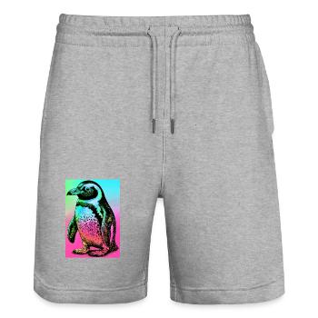 penguin - Stanley/Stella Trainer Unisex Organic Jogging Shorts - heather grey - Front - Nik (191cm) & Marisol (170cm)