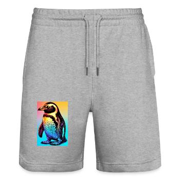 pingouin - Short de jogging bio TRAINER Stanley/Stella unisexe - gris chiné - Devant - Nik (191cm) & Marisol (170cm)