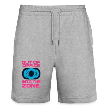 Out of Office Concentration Work Area - Stanley/Stella Trainer Unisex Organic Jogging Shorts - heather grey - Front - Nik (191cm) & Marisol (170cm)