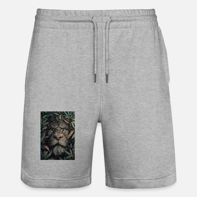 Tête de lion dans le feuillage - Short de jogging bio TRAINER Stanley/Stella unisexe - gris chiné