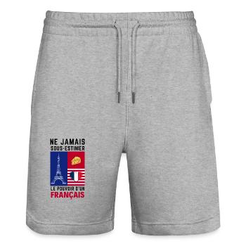 Éiffel et Coeur Français - Short de jogging bio TRAINER Stanley/Stella unisexe - gris chiné - Devant - Nik (191cm) & Marisol (170cm)