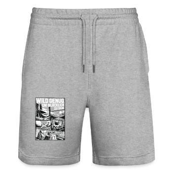 Wild Enough Camping Adventure - Stanley/Stella Trainer Unisex Organic Jogging Shorts - heather grey - Front - Nik (191cm) & Marisol (170cm)