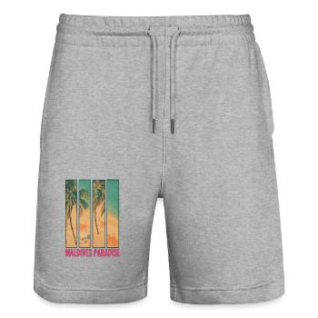 Maldives Paradise – Design Tropical Vintage - Stanley/Stella Trainer Unisex Organic Jogging Shorts - heather grey - Front - Nik (191cm) & Marisol (170cm)