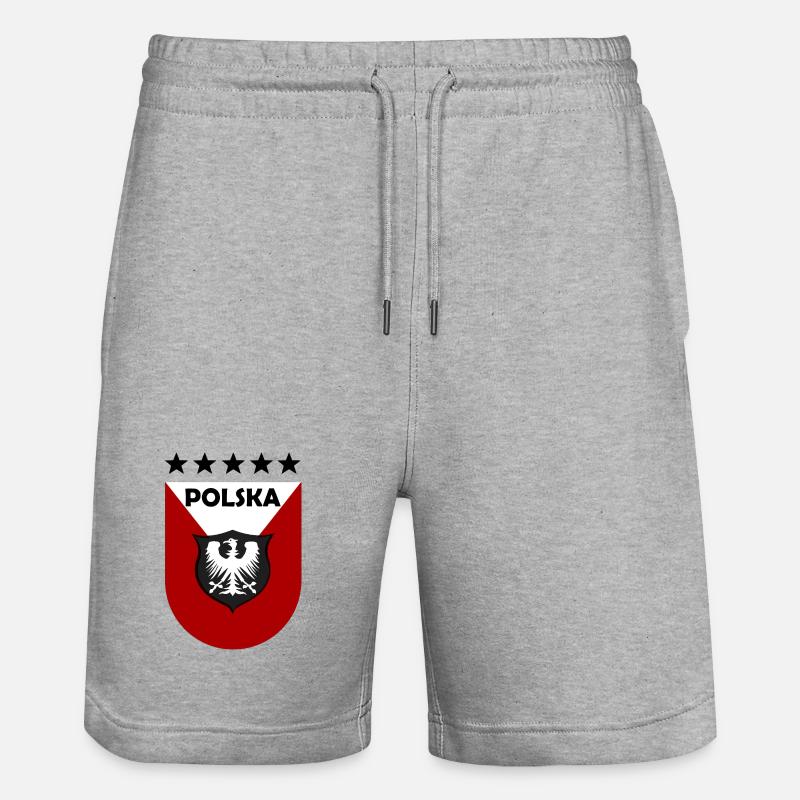 Polnisches Wappen Shield Design - Stanley/Stella Unisex Bio Joggingshorts Trainer - Grau meliert