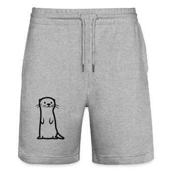 loutre - Short de jogging bio TRAINER Stanley/Stella unisexe - gris chiné - Devant - Nik (191cm) & Marisol (170cm)
