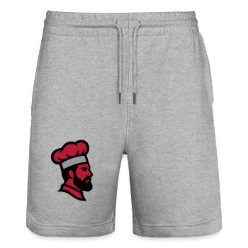 Koch Bart Hipster Foodtruck Grillmeister BBQ - Stanley/Stella Unisex Bio Joggingshorts Trainer  - Grau meliert - Vorne - Nik (191cm) & Marisol (170cm)