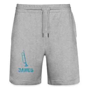 Janus Trumpet – Art de rue vintage - Short de jogging bio TRAINER Stanley/Stella unisexe - gris chiné - Devant - Nik (191cm) & Marisol (170cm)