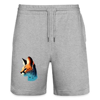 Serval - Stanley/Stella Unisex Bio Joggingshorts Trainer  - Grau meliert - Vorne - Nik (191cm) & Marisol (170cm)