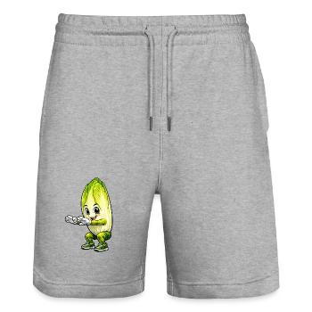 Chicoree Gemüse - Stanley/Stella Unisex Bio Joggingshorts Trainer  - Grau meliert - Vorne - Nik (191cm) & Marisol (170cm)