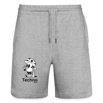 Mushroom Panache Cartoon Mascot - Stanley/Stella Trainer Unisex Organic Jogging Shorts - heather grey - Front - Nik (191cm) & Marisol (170cm)
