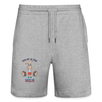 Das ist ja zum Igeln - Stanley/Stella Unisex Bio Joggingshorts Trainer  - Grau meliert - Vorne - Nik (191cm) & Marisol (170cm)