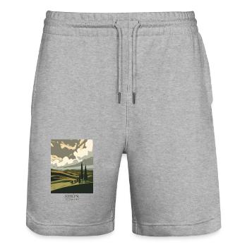 Rhön Vintage Landscape | National Park Style - Stanley/Stella Unisex Bio Joggingshorts Trainer  - Grau meliert - Vorne - Nik (191cm) & Marisol (170cm)