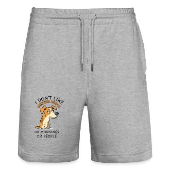 Grumpy Jack Russell Morning Mood - Short de jogging bio TRAINER Stanley/Stella unisexe - gris chiné - Devant - Nik (191cm) & Marisol (170cm)