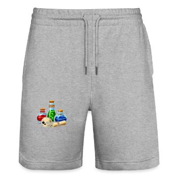 Alchemical Potion Glasses Skull Scene - Stanley/Stella Trainer Unisex Organic Jogging Shorts - heather grey - Front - Nik (191cm) & Marisol (170cm)