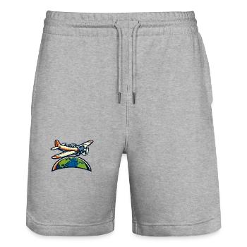World Airplane Symbolism - Stanley/Stella Trainer Unisex Organic Jogging Shorts - heather grey - Front - Nik (191cm) & Marisol (170cm)