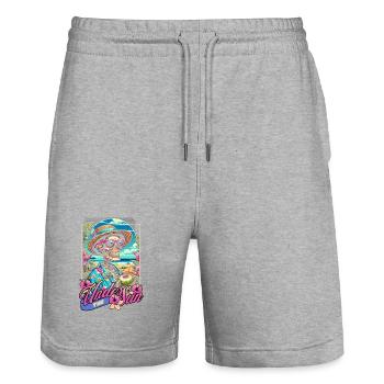 Under The Sun Skull Strand Sommer Geschenk - Stanley/Stella Unisex Bio Joggingshorts Trainer  - Grau meliert - Vorne - Nik (191cm) & Marisol (170cm)