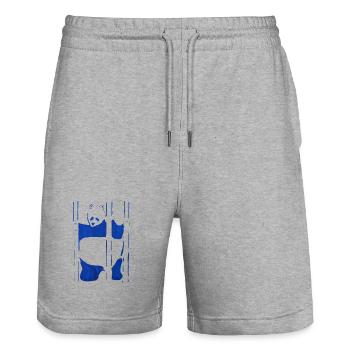 Panda in Wasserfarbe, handgezeichnet, No AI - Stanley/Stella Unisex Bio Joggingshorts Trainer  - Grau meliert - Vorne - Nik (191cm) & Marisol (170cm)
