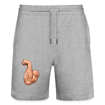 Muscle Arm Flex Illustration (Arm Wrestling Forearm) - Stanley/Stella Trainer Unisex Organic Jogging Shorts - heather grey - Front - Nik (191cm) & Marisol (170cm)