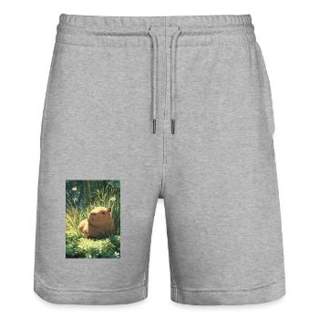 Sun hamster in the grass - Stanley/Stella Trainer Unisex Organic Jogging Shorts - heather grey - Front - Nik (191cm) & Marisol (170cm)