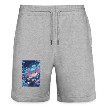 Axolotl Abyssal Fairy Fish - Stanley/Stella Trainer Unisex Organic Jogging Shorts - heather grey - Front - Nik (191cm) & Marisol (170cm)