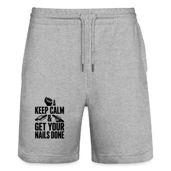 Keep Calm & Get Your Nails Done - Stanley/Stella Trainer Unisex Organic Jogging Shorts - heather grey - Front - Nik (191cm) & Marisol (170cm)