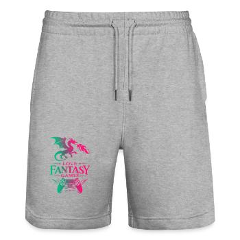 Love Fantasy Games Drachen Controller - Stanley/Stella Unisex Bio Joggingshorts Trainer  - Grau meliert - Vorne - Nik (191cm) & Marisol (170cm)