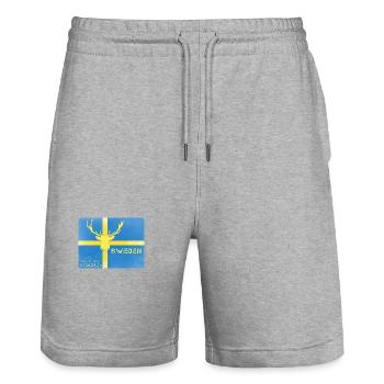 Faune de la Suède Drapeau de la Suède - Short de jogging bio TRAINER Stanley/Stella unisexe - gris chiné - Devant - Nik (191cm) & Marisol (170cm)