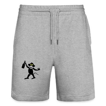Fête de la bière de singe - Short de jogging bio TRAINER Stanley/Stella unisexe - gris chiné - Devant - Nik (191cm) & Marisol (170cm)