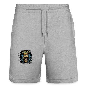 Skeleton King Crown - Stanley/Stella Trainer Unisex Organic Jogging Shorts - heather grey - Front - Nik (191cm) & Marisol (170cm)