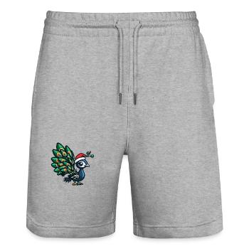 Peacock Bird Christmas - Stanley/Stella Trainer Unisex Organic Jogging Shorts - heather grey - Front - Nik (191cm) & Marisol (170cm)
