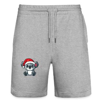 Koala Weihnachten Christmas - Stanley/Stella Trainer Unisex Organic Jogging Shorts - heather grey - Front - Nik (191cm) & Marisol (170cm)