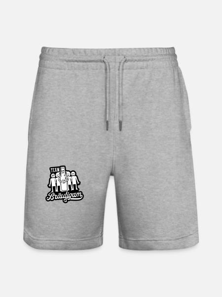 Wedding Groom Party - Stanley/Stella Trainer Unisex Organic Jogging Shorts - heather grey