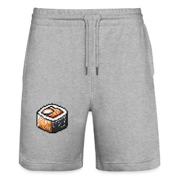 Sushi Pixel Gamer - Stanley/Stella Unisex Bio Joggingshorts Trainer  - Grau meliert - Vorne - Nik (191cm) & Marisol (170cm)
