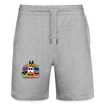 Halloween Party Figures Cool - Stanley/Stella Trainer Unisex Organic Jogging Shorts - heather grey - Front - Nik (191cm) & Marisol (170cm)