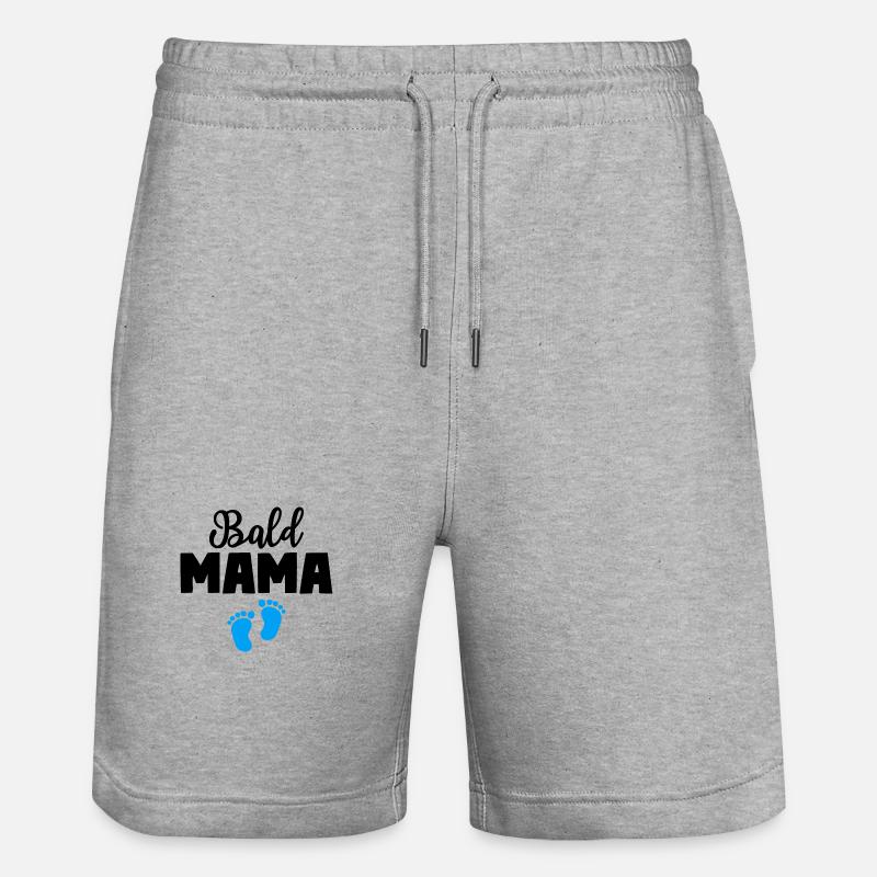Bald Mama Sohn Baby Mutter - Stanley/Stella Unisex Bio Joggingshorts Trainer  - Grau meliert