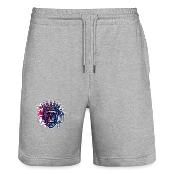 Couronne de crâne de roi - Short de jogging bio TRAINER Stanley/Stella unisexe - gris chiné - Devant - Nik (191cm) & Marisol (170cm)